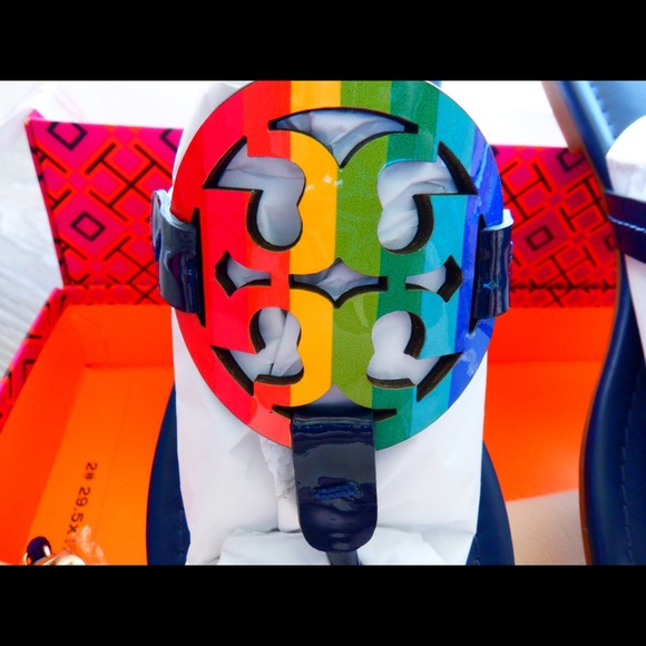 Authentic NWT Tory Burch Miller Sandals in Rainbow - Picture 3 of 7